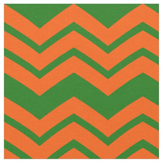 Oranje Groene Chevron Zigzag Ontwerp Stof (Close Up)