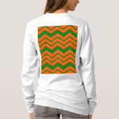 Oranje Groene Chevron Zigzag Ontwerp T-shirt (Achterkant)