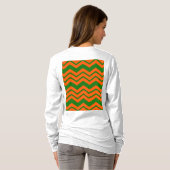 Oranje Groene Chevron Zigzag Ontwerp T-shirt (Achterkant volledig)