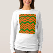 Oranje Groene Chevron Zigzag Ontwerp T-shirt (Voorkant)