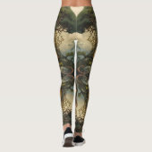 Oranje Groene Chinese Natuur Tree Dragon Tattoo Leggings (Achterkant)