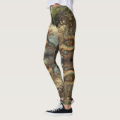 Oranje Groene Chinese Natuur Tree Dragon Tattoo Leggings (Links)