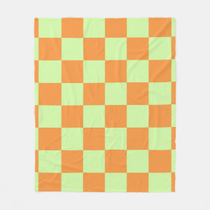 Oranje groene citrus geruite ginghpatroon fleece deken