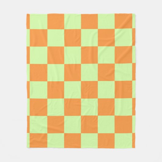 Oranje groene citrus geruite ginghpatroon fleece deken (Voorkant)