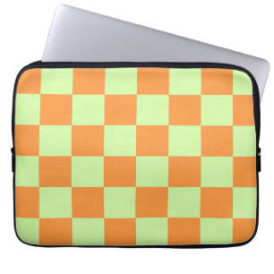 Oranje groene citrus geruite ginghpatroon laptop sleeve
