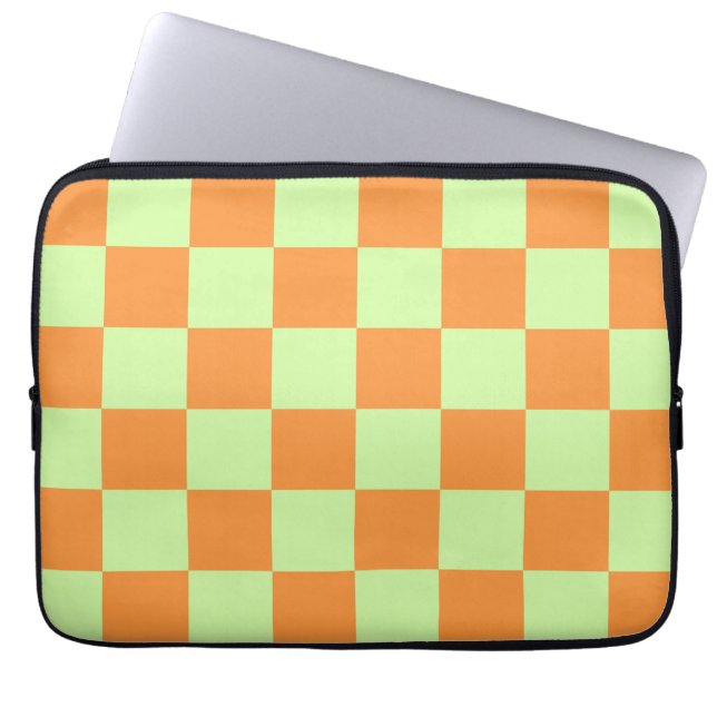 Oranje groene citrus geruite ginghpatroon laptop sleeve (Voorkant)