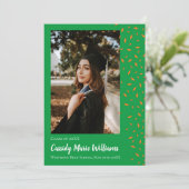 Oranje groene Confetti Afstuderen Aankondiging (Staand voorkant)