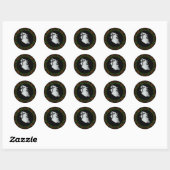 Oranje groene dame in White Ghost Halloween Ronde Sticker (Vel)