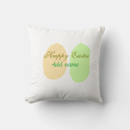 Oranje groene eicel Happy Easter Naam toevoegen Si Kussen