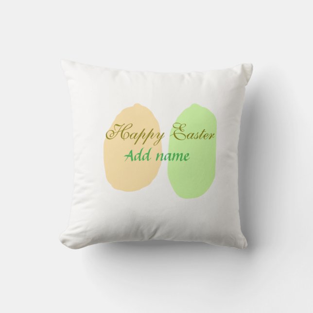 Oranje groene eicel Happy Easter Naam toevoegen Si Kussen (Voorkant)