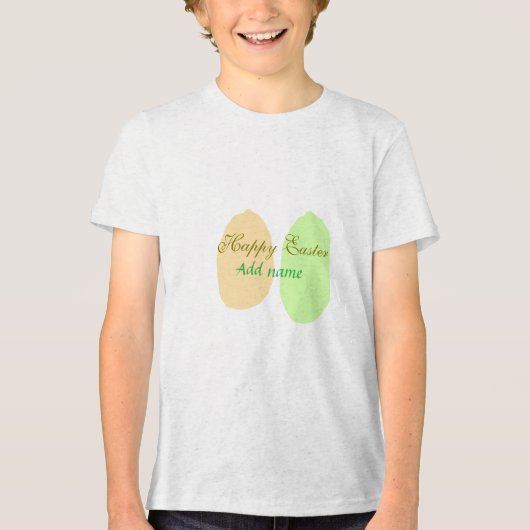 Oranje groene eicel Happy Easter Naam toevoegen Si Tri-Blend Shirt (Voorkant)