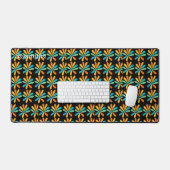 Oranje, groene en blauwe bloemen bureaumat (Keyboard & Muis)