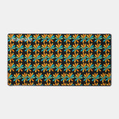 Oranje, groene en blauwe bloemen bureaumat (Voorkant)