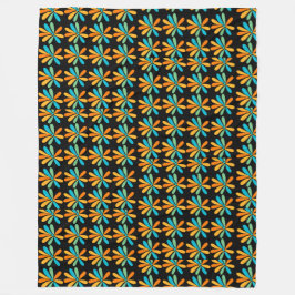 Oranje, groene en blauwe bloemen fleece deken