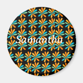 Oranje, groene en blauwe bloemen magneet