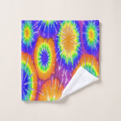 Oranje groene en gele daskleurstof bad handdoek (Wasdoekje)