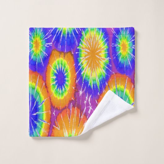 Oranje groene en gele daskleurstof bad handdoek (Wasdoekje)