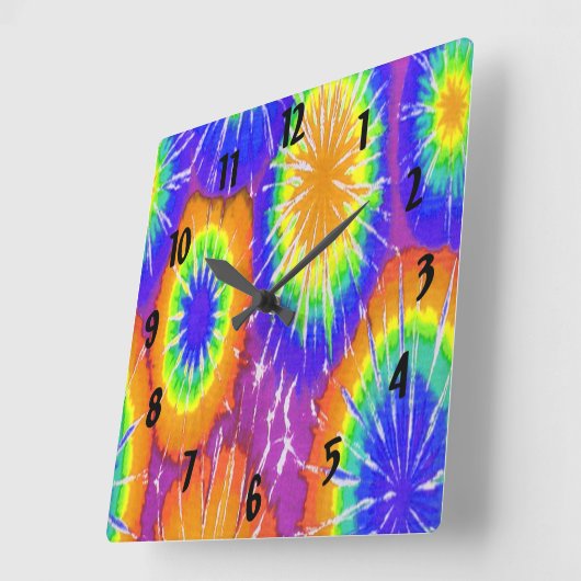 Oranje groene en gele daskleurstof vierkante klok (Hoek)