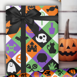 Oranje, groene en Paarse Halloween thema’s Cadeaupapier