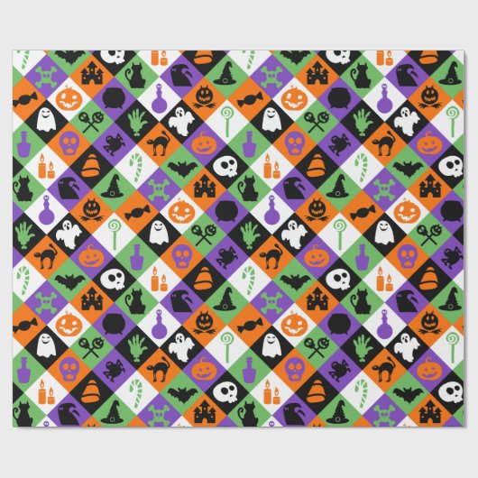 Oranje, groene en Paarse Halloween thema’s Cadeaupapier (Vlak)