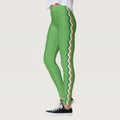 Oranje, groene en witte strepen Irish Green Leggings (Links)