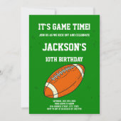 Oranje & Groene Football Verjaardagsuitnodiging Kaart (Voorkant)