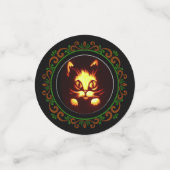 Oranje groene geel gloeiende haverkleurige kat confetti (Kleine voorkant)