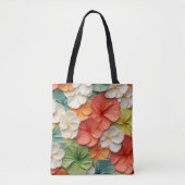 ORANJE GROENE GELE WITTE BLOEMEN TOTE BAG (Voorkant)