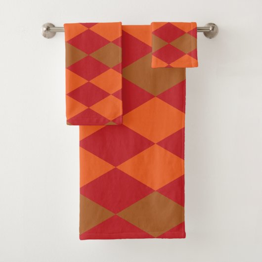 Oranje groene geruite diamant bad handdoek (Insitu)