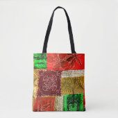 Oranje groene Gold Patchwork  textiel Tote Bag (Voorkant)