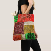 Oranje groene Gold Patchwork  textiel Tote Bag (Dichtbij)