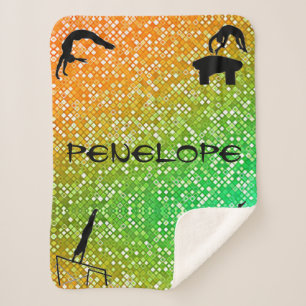 Oranje, groene Gymnastiek Events Sherpa Blanket Sherpa Deken