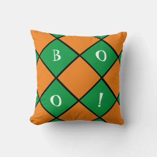 Oranje & groene Halloween boo kussen