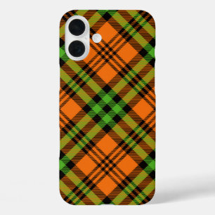 ORANJE & GROENE HALLOWEEN PLAID PATROON iPhone 16 PLUS HOESJE