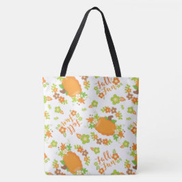 ORANJE & GROENE HERFSTKALKOENEN & BLOEMEN TOTE BAG