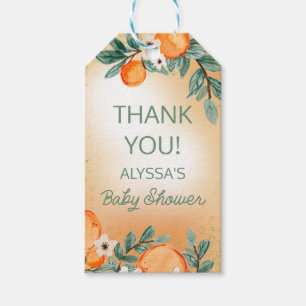 Oranje Groene Jongen Meisje Citrus Vrucht Baby Sho Cadeaulabel