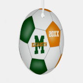 oranje groene jongens team kleuren voetbal metalen ornament (Voorkant Rechts)