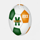 oranje groene jongens team kleuren voetbal metalen ornament (Voorkant links)