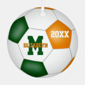 oranje groene jongens team kleuren voetbal metalen ornament (Achterkant)