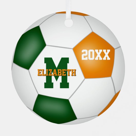 oranje groene jongens team kleuren voetbal metalen ornament (Achterkant)