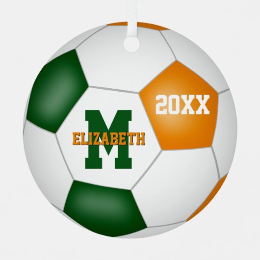 oranje groene jongens team kleuren voetbal metalen ornament (Voorkant)