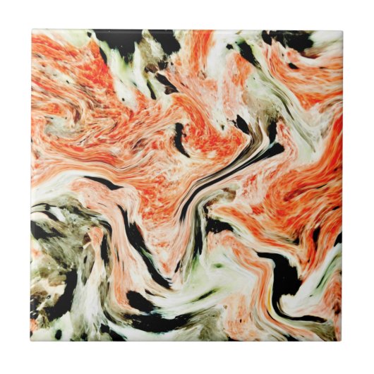 Oranje groene marmer - Abstracte textuur Tegeltje (Voorkant)