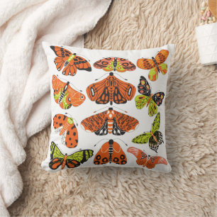 Oranje groene moth en vlinder kussen
