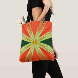 Oranje groene najaarster Rustic Starburst Star Tote Bag