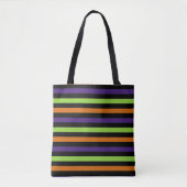 ORANJE GROENE PAARSE ZWARTE HALLOWEEN STRIPES TOTE BAG (Voorkant)