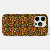 Oranje Groene Paddestoel Bladpatroon iPhone Case (Achterkant (horizontaal))
