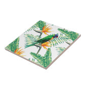 Oranje groene papegaai en bloemetjes tegeltje (Zijkant)