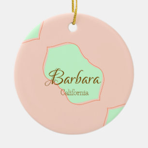 Oranje groene pastel boho voeg naam plaats rustiek keramisch ornament