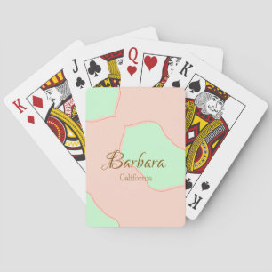 Oranje groene pastel boho voeg naam plaats rustiek pokerkaarten