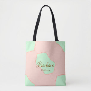 Oranje groene pastel boho voeg naam plaats rustiek tote bag